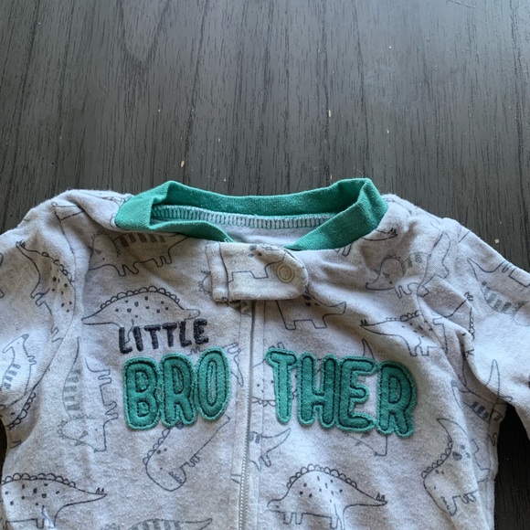 Carter's White and Green Dinosaur Footie - Picture 2 of 4